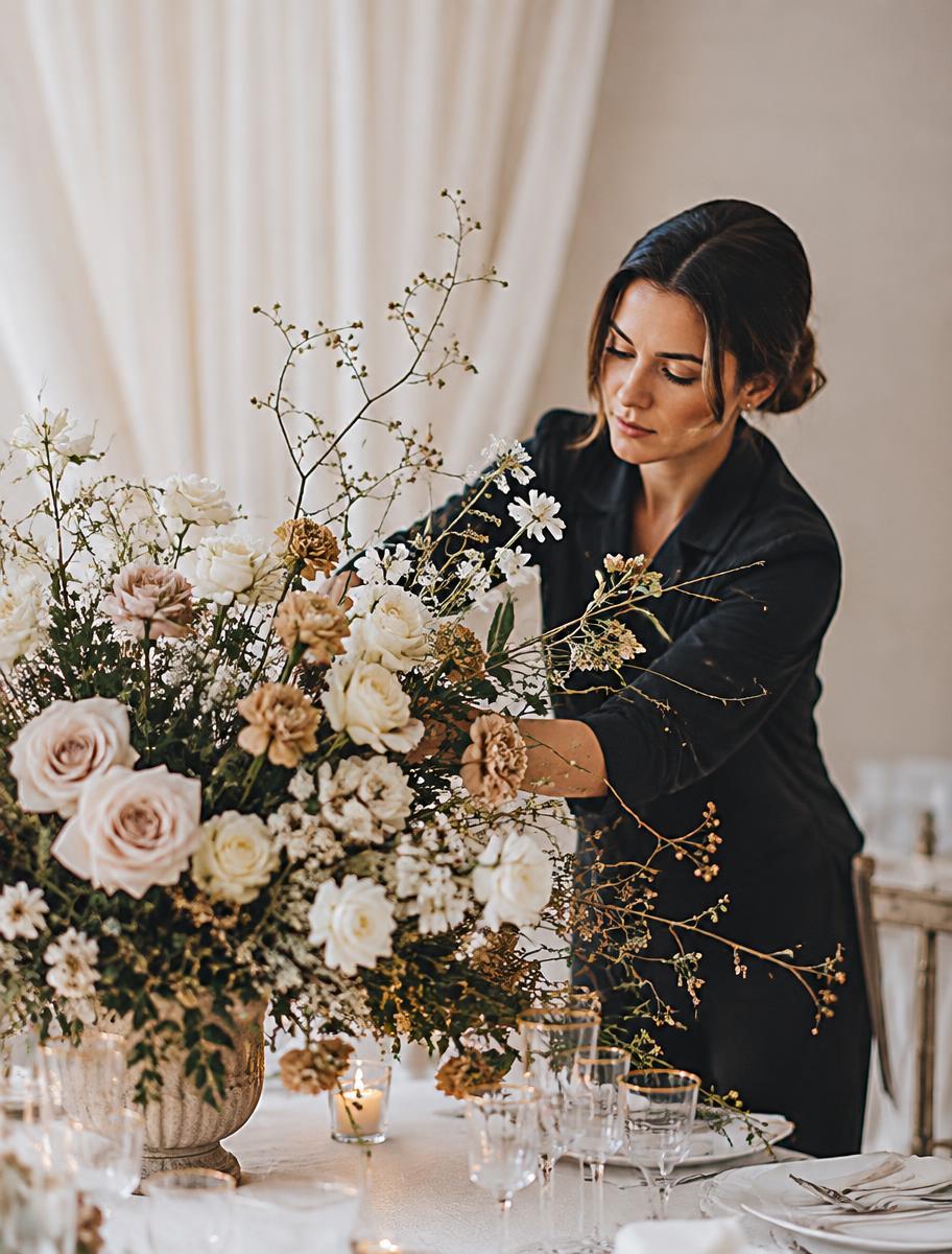 Live floral design at a wedding